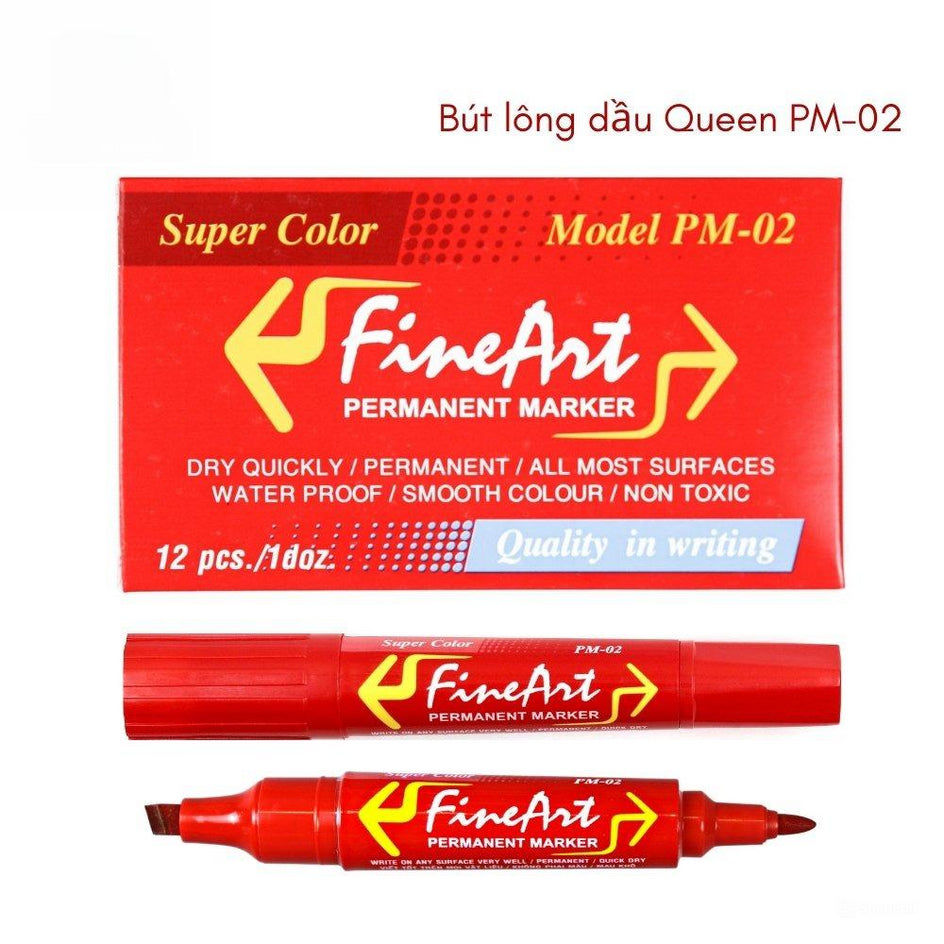 Bút lông dầu QUEEN màu Đỏ PM 02 (hộp 12 cây)