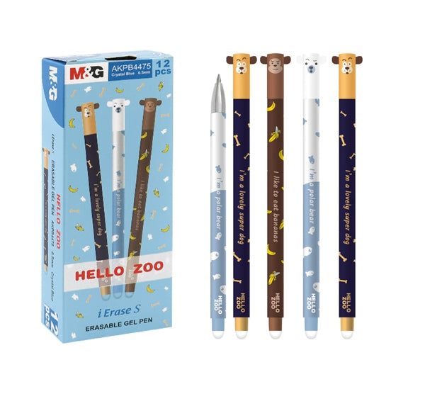 Bút nước xoá được M&G AKPB4475 mực xanh - Hộp 12 cây