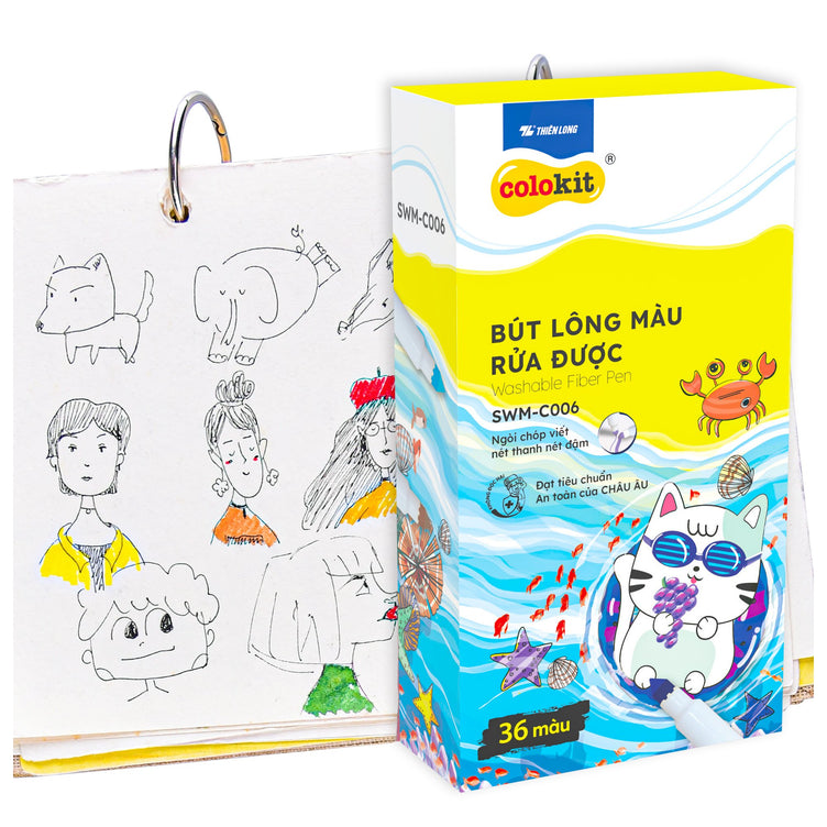 Bút lông 36 màu TL rửa được SWM-C006 (Hộp)