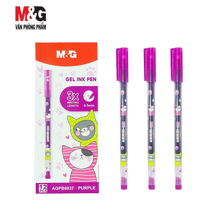 Bút gel ngòi 0.5mm M&G AGPB6937 mưc Tím ( Hộp 12 Cây)