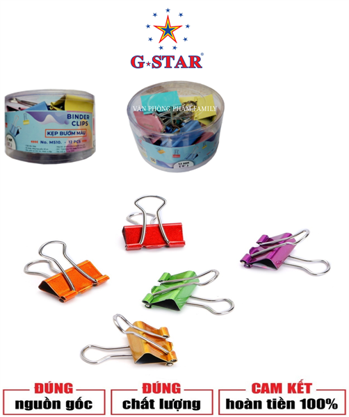 Kẹp bướm màu G-Star 19mm (40c/Lon)  (Lon)