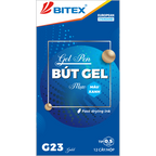 Bút gel mực xanh Bitex G23 thân nhũ vàng (hộp 12 Cây)