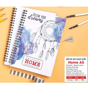 Sổ Hải Tiến lò xo A5 dày HOME 200T ĐL 70 6348 (80 Q/T) (Quyển)