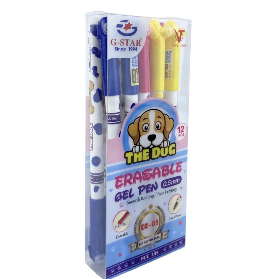 Bút gel xóa được 2 đầu G-Star ER-05 mực Tím (Hộp 12 cây )